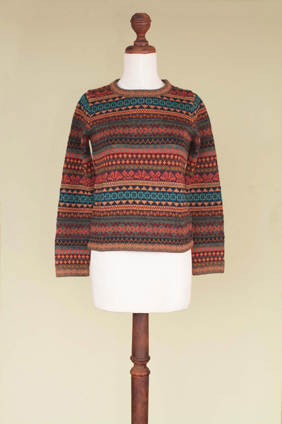 Peruvian Alpaca Wool Sweater - Autumn Medley | NOVICA