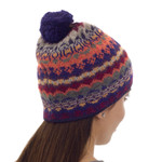 100% alpaca hat, 'Indigo Winter' - Handcrafted 100% Alpaca Wool Patterned Hat