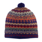 100% alpaca hat, 'Indigo Winter' - Handcrafted 100% Alpaca Wool Patterned Hat
