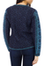 100% alpaca sweater, 'Blue Andean Poinsettia' - Handcrafted Floral Alpaca Wool Art Knit Cardigan (image 2b) thumbail