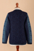 100% alpaca sweater, 'Blue Andean Poinsettia' - Handcrafted Floral Alpaca Wool Art Knit Cardigan (image 2e) thumbail