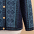 100% alpaca sweater, 'Blue Andean Poinsettia' - Handcrafted Floral Alpaca Wool Art Knit Cardigan (image 2g) thumbail