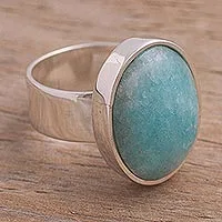 Amazonite cocktail ring, 'Encounter'