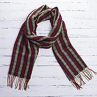 Men's 100% alpaca scarf, 'Winter Cheer'