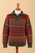 Men's 100% alpaca sweater, 'Mountain Sunset' - Men's Fair Trade Alpaca Art Knit Pullover Sweater (image 2e) thumbail