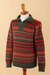 Men's 100% alpaca sweater, 'Mountain Sunset' - Men's Fair Trade Alpaca Art Knit Pullover Sweater (image 2f) thumbail