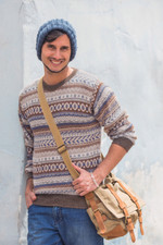 Men's 100% alpaca sweater, 'Ice Earth' - Men's Alpaca Pullover Sweater