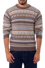 Men's 100% alpaca sweater, 'Ice Earth' - Men's Alpaca Pullover Sweater