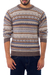 Men's 100% alpaca sweater, 'Ice Earth' - Men's Alpaca Pullover Sweater (image 2a) thumbail