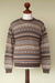 Men's 100% alpaca sweater, 'Ice Earth' - Men's Alpaca Pullover Sweater (image 2c) thumbail