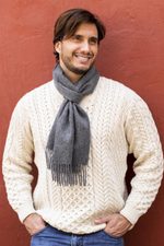 Men's 100% alpaca scarf, 'Stormy Gray' - Men's 100% alpaca scarf
