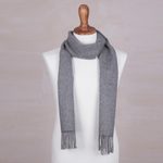 Men's 100% alpaca scarf, 'Stormy Gray' - Men's 100% alpaca scarf