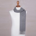 Men's 100% alpaca scarf, 'Stormy Gray' - Men's 100% alpaca scarf