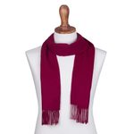 Men's 100% alpaca scarf, 'Cherry Red' - Men's 100% alpaca scarf