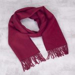 Men's 100% alpaca scarf, 'Cherry Red' - Men's 100% alpaca scarf