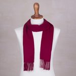 Men's 100% alpaca scarf, 'Cherry Red' - Men's 100% alpaca scarf