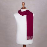 Men's 100% alpaca scarf, 'Cherry Red' - Men's 100% alpaca scarf