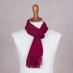 Men's 100% alpaca scarf, 'Cherry Red' - Men's 100% alpaca scarf
