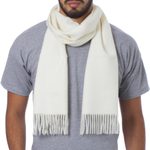 Men's 100% alpaca scarf, 'Frothy White' - Unique Alpaca Wool Solid Scarf