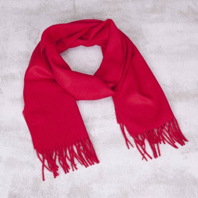 Men's 100% alpaca scarf, 'Impassioned Red' - 100% Alpaca Wool Scarf For Men