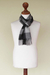 Men's 100% alpaca scarf, 'Gray Squared' - Hand Crafted Men's Alpaca Wool Patterned Scarf