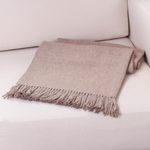100% alpaca throw, 'Cozy Light Brown' - Hand Crafted Alpaca Wool Solid Throw