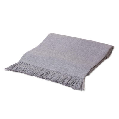 100% alpaca throw, 'Cozy Light Gray' - Alpaca Wool Solid Grey Throw Blanket