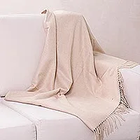 Überwurf aus 100 % Alpaka, „Cozy Beige“ – Einzigartige Überwurfdecke aus Alpakawolle aus Peru