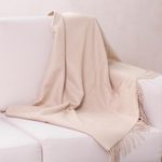 100% baby alpaca throw, 'Cozy Beige' - Unique Baby Alpaca Wool Solid Throw Blanket from Peru