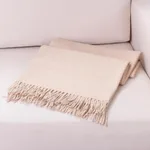 100% baby alpaca throw, 'Cozy Beige' - Unique Baby Alpaca Wool Solid Throw Blanket from Peru