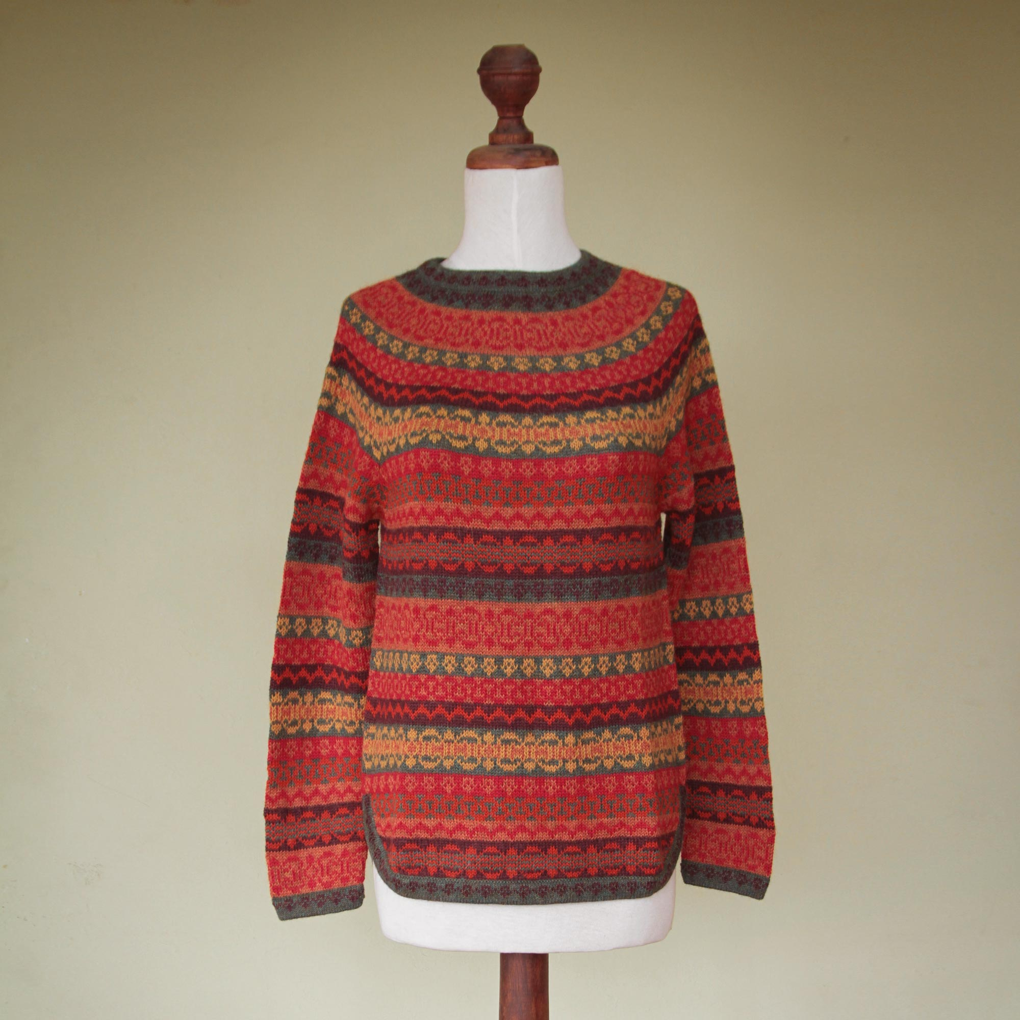 UNICEF Market | Geometric Alpaca Wool Art Knit Pullover Sweater ...