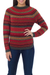 100% alpaca sweater, 'Scarlet Medley' - Geometric Alpaca Wool Art Knit Pullover Sweater (image 2a) thumbail