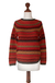 100% alpaca sweater, 'Scarlet Medley' - Geometric Alpaca Wool Art Knit Pullover Sweater (image 2d) thumbail