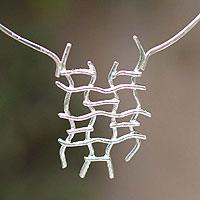 Handcrafted Modern Andean Sterling Silver Choker,'Fishing Net'