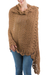 100% alpaca shawl, 'Brown Horizon' - Unique Alpaca Wool Crocheted Brown Shawl thumbail