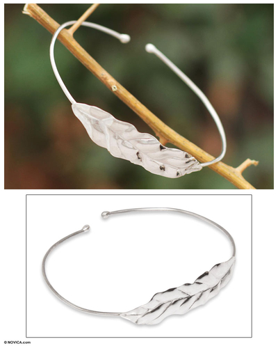 Silver cuff bracelet, 'Sapan' - Handcrafted Fine Silver Cuff Bracelet