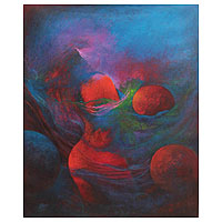 'Creación de Nuevos Planetas' - Pintura al oleo abstracta original firmada peru