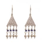 Sodalite chandelier earrings, 'Queen of the Inca' - Sterling Silver and Sodalite Dangle Earrings