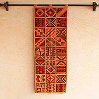 Wool tapestry, 'Calendar of the Inca' - Geometric Wool Tapestry from Peru
