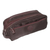 Men's leather accent cotton blend travel case, 'Andean Brown' - Fair Trade Men's Travel Toiletry Bag from Peru thumbail
