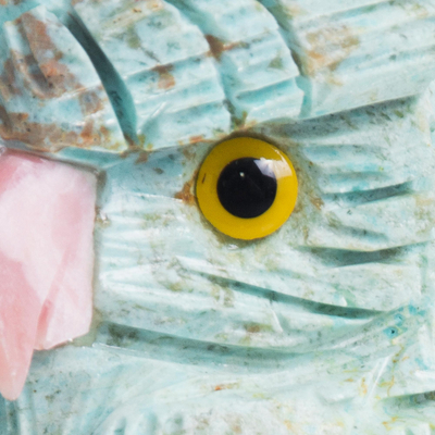 Gemstone sculpture, 'Mystic Owl' - Handcrafted Turquoise Owl Gemstone Sculpture