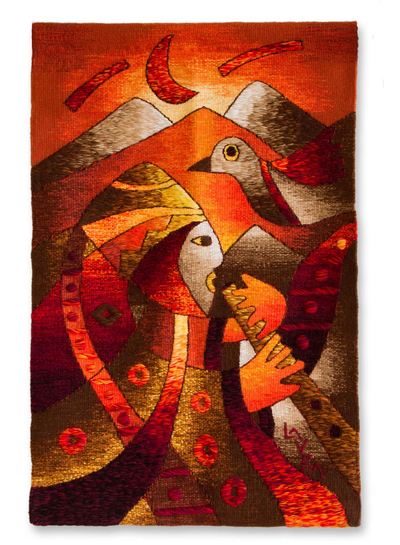 Alpaca blend tapestry, 'Song of Sorrow' - Hand Crafted Alpaca Blend Tapestry