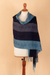 100% alpaca shawl, 'Huancayo Blues' - Alpaca Wool Patterned Shawl (image 2d) thumbail