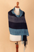 100% alpaca shawl, 'Huancayo Blues' - Alpaca Wool Patterned Shawl (image 2e) thumbail