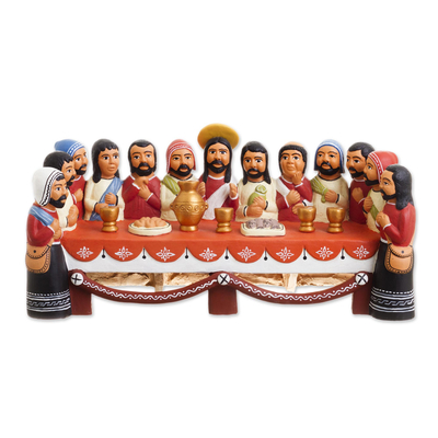 Keramische Skulptur, „Das letzte Abendmahl“. - Sammelobjekt Religiöse 12 Apostel und Jesus-Skulptur