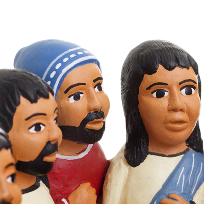 Ceramic sculpture, 'The Last Supper' - Collectible Religious 12 Apostles and Jesus Sculpture