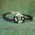 Men's leather wristband bracelet, 'Harvest Moon' - Sterling Silver Leather Wristband Men's Bracelet (image 2) thumbail