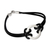 Men's leather wristband bracelet, 'Harvest Moon' - Sterling Silver Leather Wristband Men's Bracelet thumbail