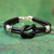 Leather wristband bracelet, 'Twin Black Knots' - Leather Wristband Bracelet 925 Sterling Silver (image 2) thumbail