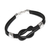 Leather wristband bracelet, 'Twin Black Knots' - Leather Wristband Bracelet 925 Sterling Silver thumbail